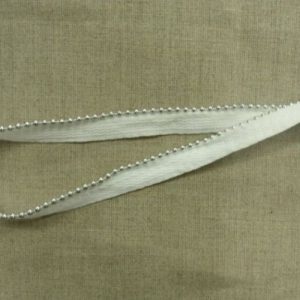 ruban passepoil coton et métal BLANC perlé argent 15 mm