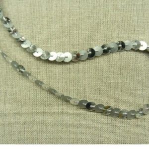 lot de Ruban pailleté sequin montée sur fil argent brillant et mat 6 mm
