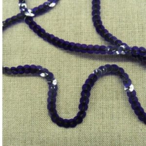 lot de Ruban pailleté sequin montée sur fil violet 5 mm