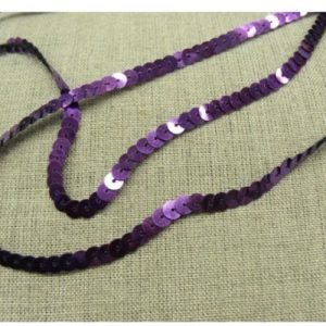 lot de Ruban pailleté sequin montée sur fil violet clair 5 mm