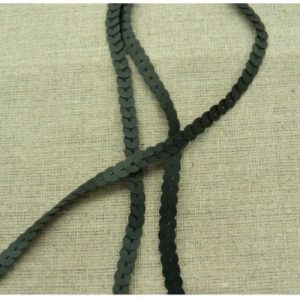 lot de Ruban pailleté sequin montée sur fil noir mat 6 mm