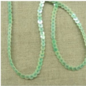 lot de Ruban pailleté sequin montée sur fil vert pomme 5 mm