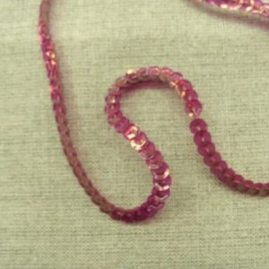 lot de Ruban pailleté sequin montée sur fil rose fushia cuivré 5 mm