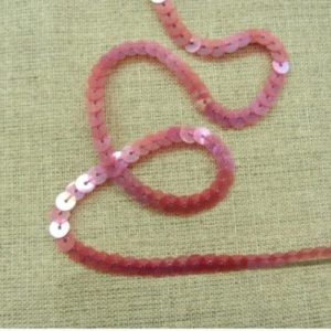 lot de Ruban pailleté sequin montée sur fil rose transparent 5 mm