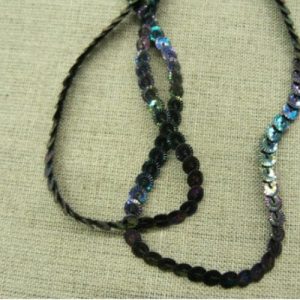 lot de Ruban pailleté sequin montée sur fil multicolore strié 6 mm