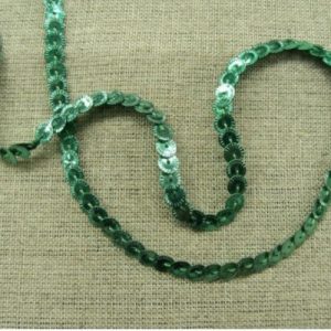 lot de Ruban pailleté sequin montée sur fil vert striée 5 mm