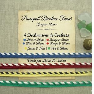 LOT de  ruban passepoil polyester bicolore 12  mm