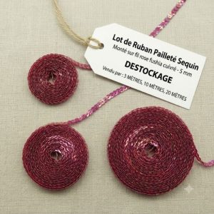 DESTOCKAGE : Galon Sequins Rose Fuchsia Cuivré – 5 mm – Lots 3m, 10m ou 20m