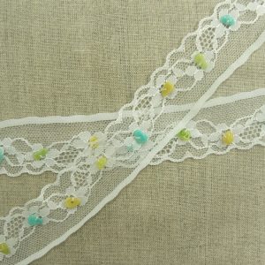dentelle perlé - 3cm- turquoise