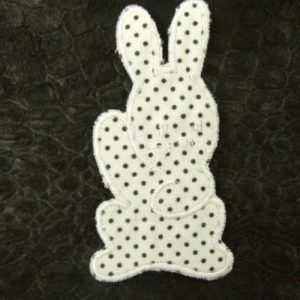 écusson thermocollant enfant motif LAPIN noir et blanc largeur 3 cm/ hauteur 6 cm