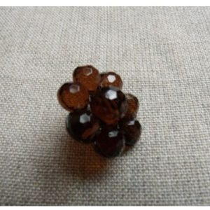 bouton marron acrylique à queue,motif fleur,19 mm, de belle qualité