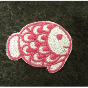 écusson thermocollant motif: POISSON rose et gris largeur 4 cm / hauteur 3,5 cm