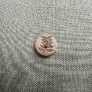 bouton acrylique saumon à 2 trous, 15 mm