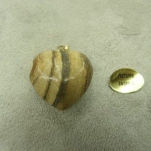 PENDENTIF MOTIF COEUR-GM-PICTURE JASPER ,LARGEUR: 2 cm / HAUTEUR: 2cm / EPAISSEUR: 1 cm