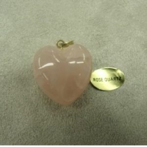 PENDENTIF MOTIF COEUR- GM- ROSE QUARTZ,LARGEUR: 2 cm / HAUTEUR: 2cm / EPAISSEUR: 1 cm