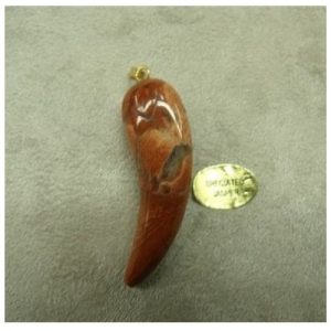 PENDENTIF MOTIF DENT- BRECIATED JASPER,LONGUEUR : 4cm / EPAISSEUR : 14mm