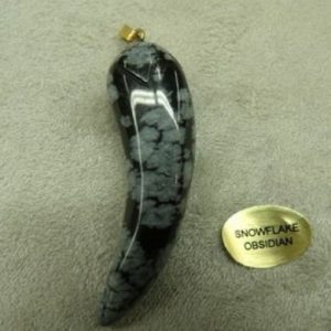 PENDENTIF MOTIF DENT- SNOWFLAKE OBSIDIAN,LONGUEUR : 4cm / EPAISSEUR : 14mm