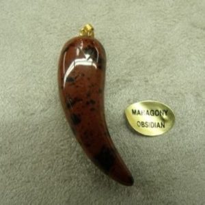PENDENTIF MOTIF DENT -MAHAGONY OBSIDIAN,LONGUEUR : 4cm / EPAISSEUR : 14mm