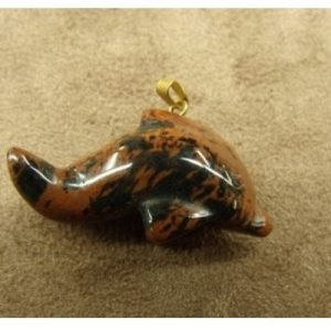 PENDENTIF MOTIF DAUPHIN - MAHAGONY OBSIDIAN ,LONGUEUR: 3,5 cm / HAUTEUR: 2 cm / EPAISSEUR 1,3 cm