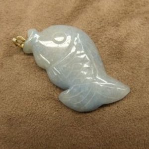 PENDENTIF MOTIF POISSON- DUMORTERITE ,LONGUEUR : 7 cm / HAUTEUR : 2,5 cm / EPAISSEUR : 0,3 cm