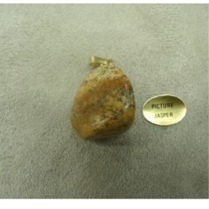PENDENTIF MOTIF PIERRE- PICTURE JASPER, HAUTEUR: 2 cm / LARGEUR 1,5 cm / EPAISSEUR: 1,5 cm