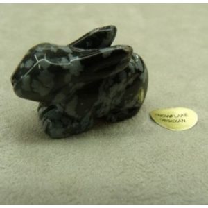 PIERRE MOTIF LAPIN -SNOWFLAKE OBISIAN,LONGUEUR: 3,6 cm / HAUTEUR: 2,2 cm / EPAISSEUR: 1,5 cm