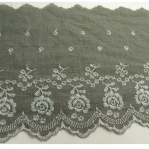 BRODERIE ANGLAISE COTON grise 13 cm /hauteur de broderie 10 cm