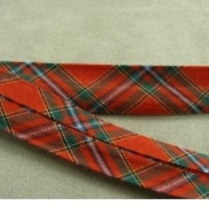RUBAN BIAIS écossé rouge 20 mm /INTERIEUR 10/10 mm