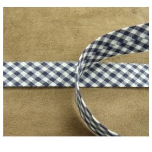 RUBAN BIAIS VICHY BLEU 20 mm/ INTERIEUR- 10/ 10 mm