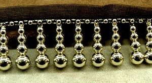RUBAN PERLE- 3 cm- NOIR & OR