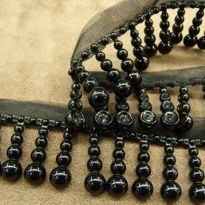 RUBAN PERLE- 3 cm- NOIR