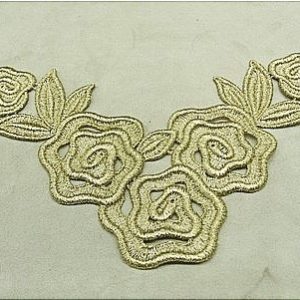 APPLICATION MOTIF BRODEE EN LUREX-OR - 35 cm / 8 cm