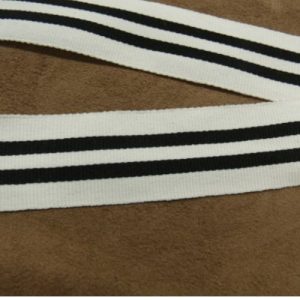 RUBAN MILITAIRE POLYESTER BLANC & NOIR 30 mm