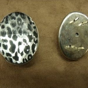 Strass à Griffe Ovale Argent et Noir – 4 cm x 3 cm