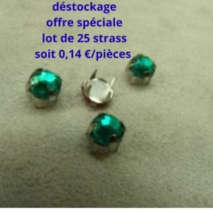Déstockage – Lot de 25 Strass à Griffe Rond 0,6 cm – Vert, Jaune, Bleu