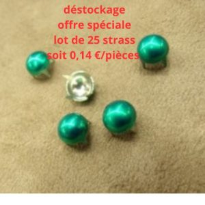 Déstockage – Lot de 25 Strass à Griffe Vert Demi-Boule 0,8 cm