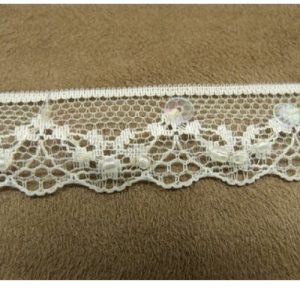 DENTELLE PERLE/ paillette blanche 2 cm