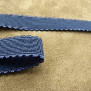 RUBAN DENTELLE ELASTIQUE POLYESTER & LATEX BLEU 20 mm