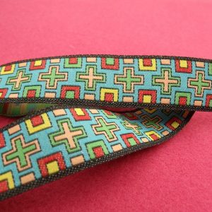 ruban fantaisie bleu 2 cm