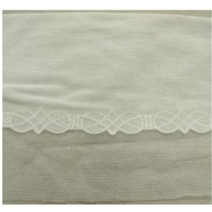 BRODERIE COTON ECRU sur tulle blanc 15 cm