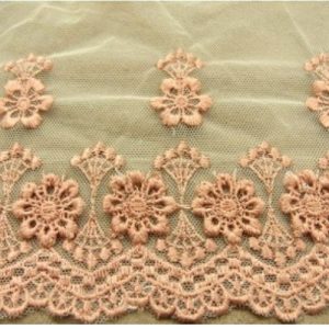 BRODERIE COTON SAUMON sur maille CHAIR 14 cm / hauteur de broderie 8 cm