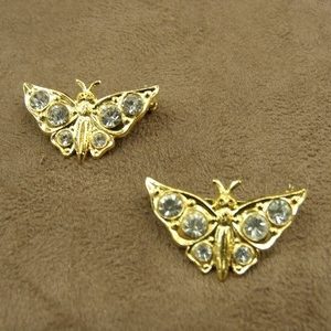 broche motif papillon métal avec strass - doré