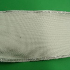 ruban à broder argent et blanc 10 cm