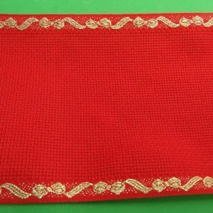 Ruban à broder rouge et or – textile décoratif 11,5 cm – lurex brillant