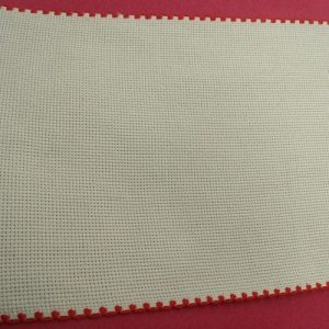 ruban à broder blanc et rouge 16 cm