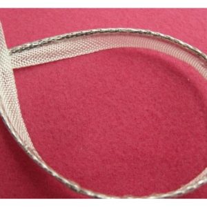 ruban passepoil polyester blanc et argent irisé 10 mm