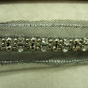 ruban perlé strass argent