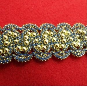 ruban perlé bleu & argent brodée de rocaille 20 mm
