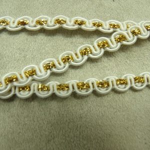 ruban fantaisie natté blanc & lurex or 0