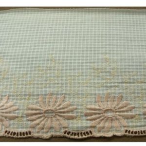 BRODERIE COTON blanc et saumon 14 cm / hauteur de broderie 8 cm